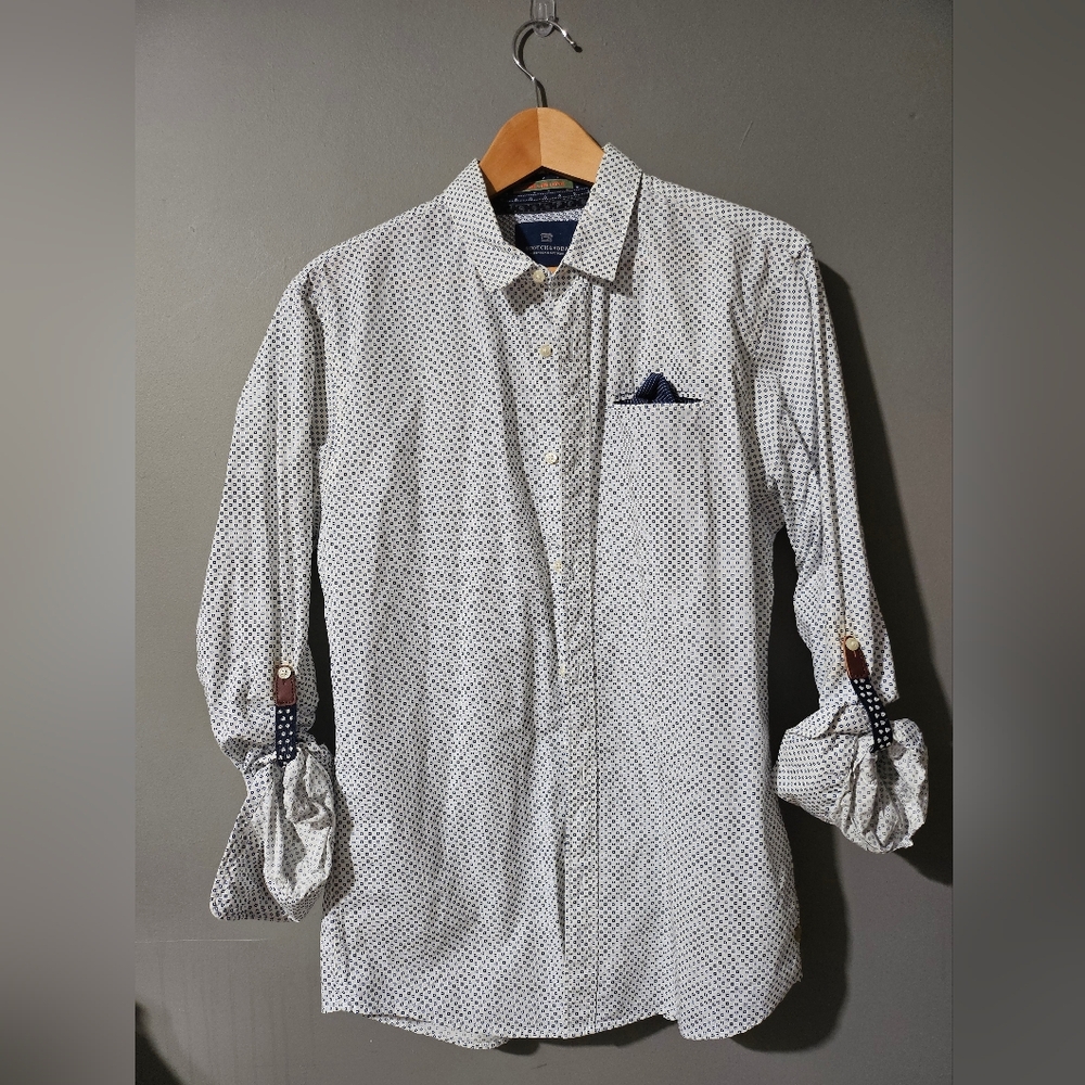 Scotch & Soda White and Blue Patterned Shirt